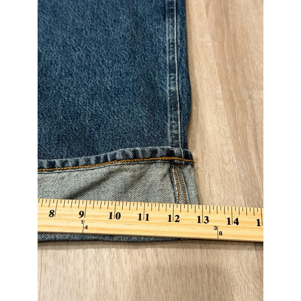 AGOLDE Dame Wide Leg Cuffed Jeans 30 High Rise Dark Wash 100% Cotton
